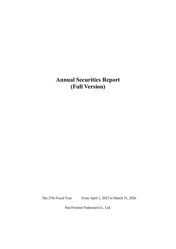 Thumbnail Sun Frontier Fudousan Annual Report fy2026