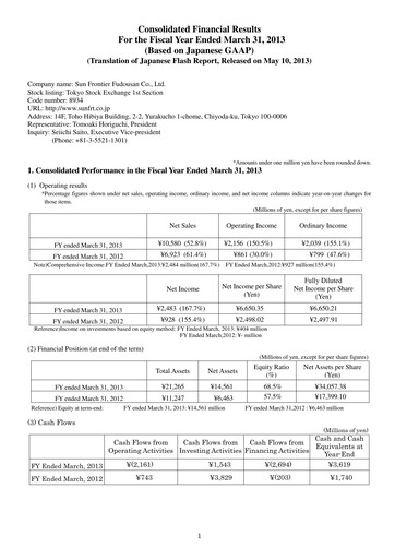 Thumbnail Sun Frontier Fudousan Financial Statement fy2013