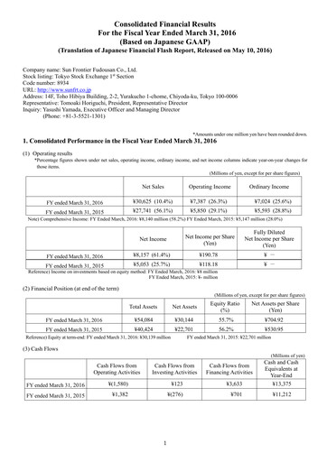 Thumbnail Sun Frontier Fudousan Financial Statement fy2016
