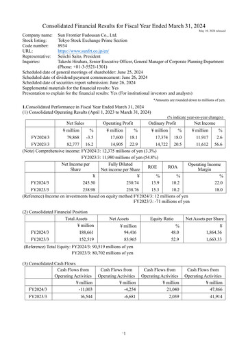 Thumbnail Sun Frontier Fudousan Financial Statement fy2024