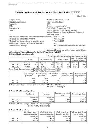 Thumbnail Sun Frontier Fudousan Financial Statement fy2025