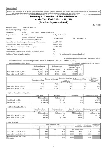 Thumbnail The Keiyo Bank Financial Statement fy2018