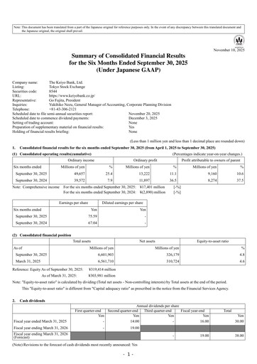 Thumbnail The Keiyo Bank Half-year Report 2026-h1