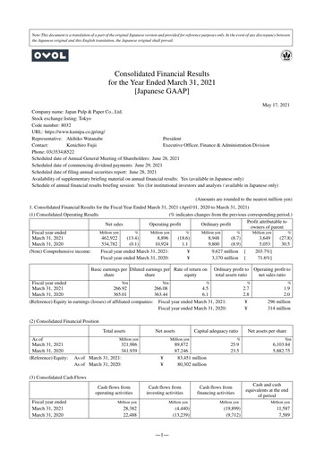 Thumbnail Japan Pulp and Paper Company Financial Statement fy2020