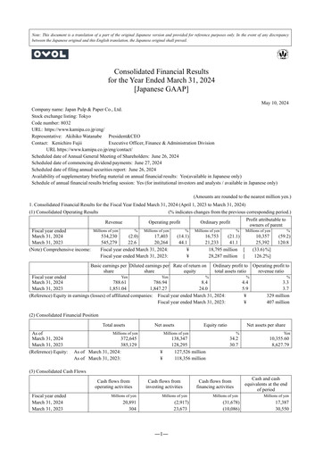 Thumbnail Japan Pulp and Paper Company Financial Statement fy2023