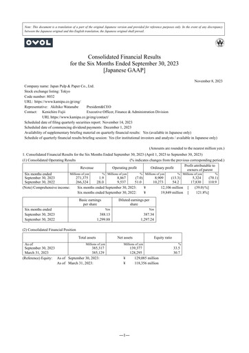Thumbnail Japan Pulp and Paper Company Half-year Report 2023-h1