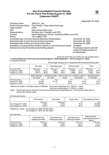 Thumbnail Strike Company Financial Statement fy2020