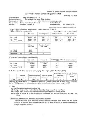 Thumbnail MATSUDA SANGYO Quarterly Report 2008-q3