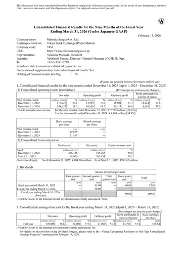 Thumbnail MATSUDA SANGYO Quarterly Report 2025-q3