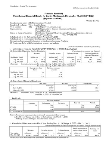 Thumbnail JCR Pharmaceuticals Quarterly Report 2022-q2