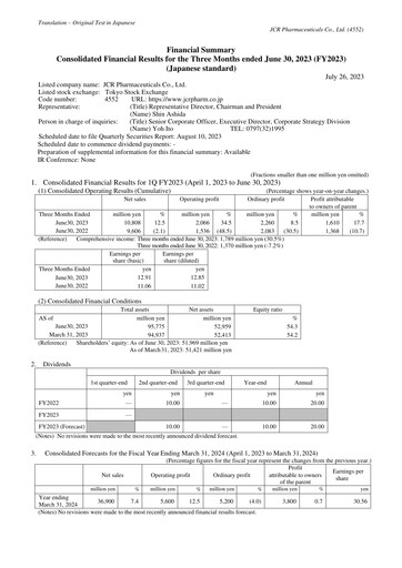 Thumbnail JCR Pharmaceuticals Quarterly Report 2023-q1