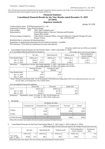 Thumbnail JCR Pharmaceuticals Quarterly Report 2025-q3