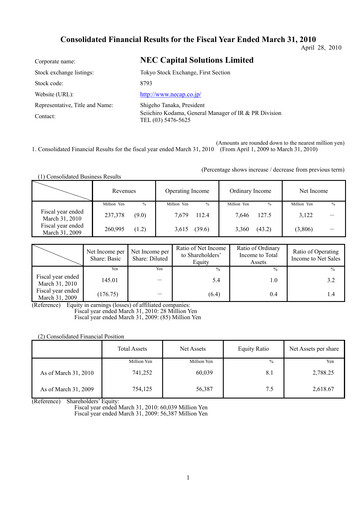 Thumbnail NEC Capital Solutions Financial Statement fy2010