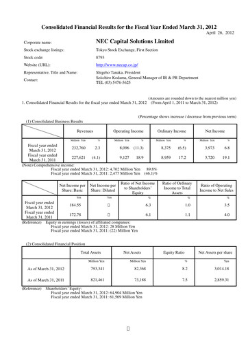 Thumbnail NEC Capital Solutions Financial Statement fy2012