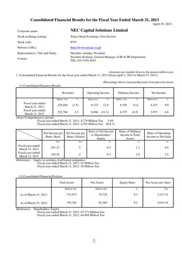Thumbnail NEC Capital Solutions Financial Statement fy2013