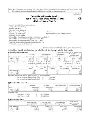 Thumbnail NEC Capital Solutions Financial Statement fy2026