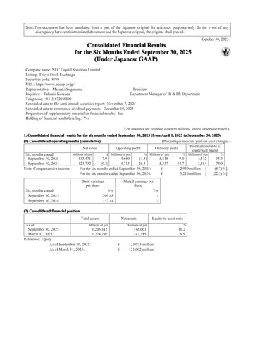 Thumbnail NEC Capital Solutions Half-year Report 2026-h1