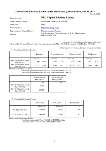 Thumbnail NEC Capital Solutions Quarterly Report 2013-q1