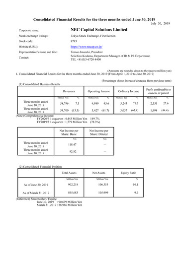 Thumbnail NEC Capital Solutions Quarterly Report 2020-q1