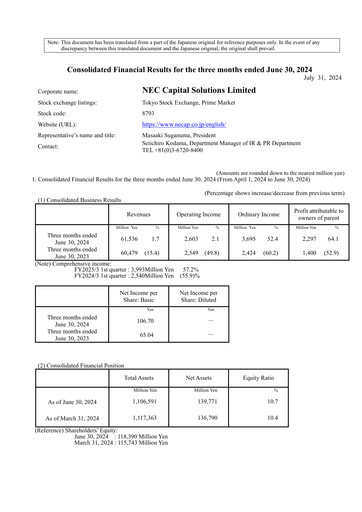 Thumbnail NEC Capital Solutions Quarterly Report 2025-q1