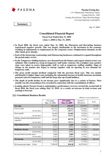 Thumbnail Pasona Group Financial Report 2009