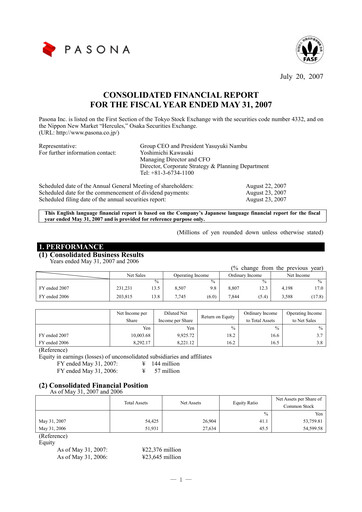 Thumbnail Pasona Group Financial Statement fy2007