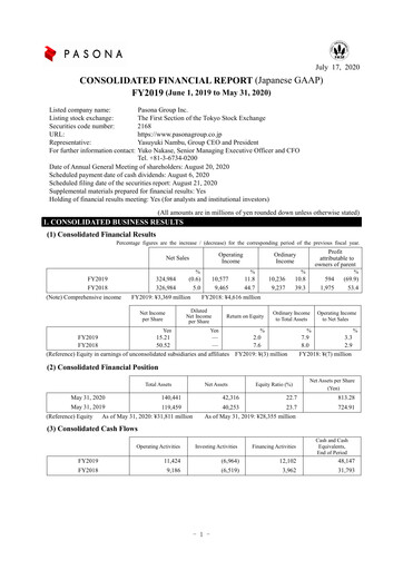 Thumbnail Pasona Group Financial Statement fy2019