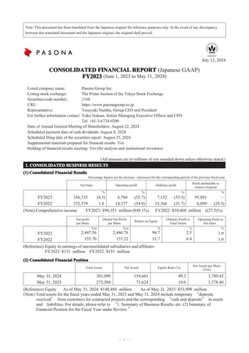 Thumbnail Pasona Group Financial Statement fy2023