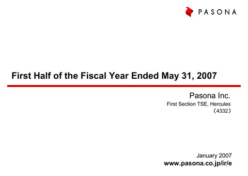 Thumbnail Pasona Group Half-year Report 2007-h1