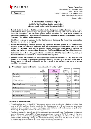 Thumbnail Pasona Group Half-year Report 2010-h1
