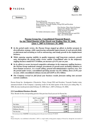 Thumbnail Pasona Group Quarterly Report 2008-q3