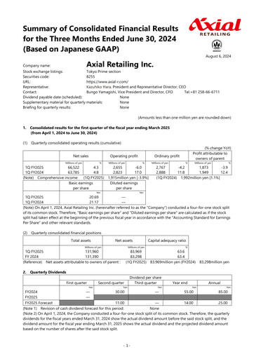 Thumbnail Axial Retailing Quarterly Report fy2025-q1