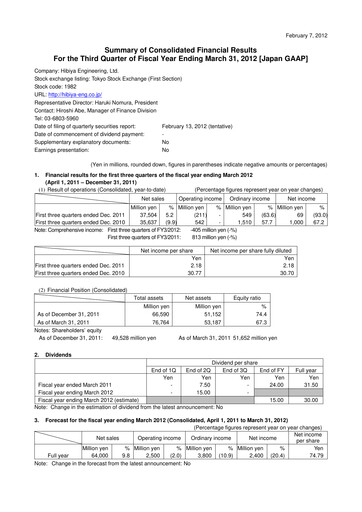 Miniature Hibiya Engineering Rapport trimestriel 2012-q3