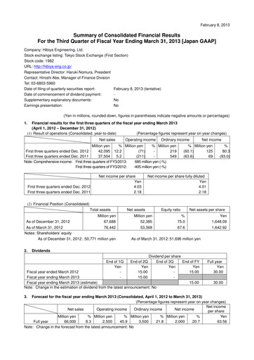 Miniature Hibiya Engineering Rapport trimestriel 2013-q3