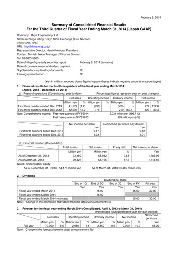 Miniature Hibiya Engineering Rapport trimestriel 2014-q3