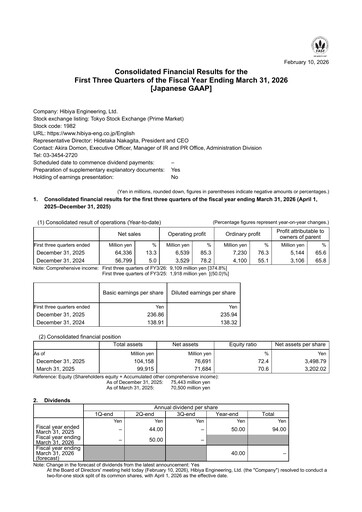 Thumbnail Hibiya Engineering Quarterly Report 2026-q3