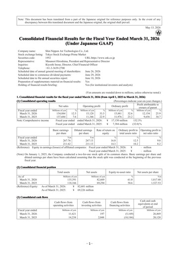 Thumbnail Shin Nippon Air Technologies Financial Report 2026