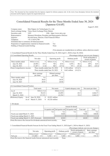 Thumbnail Shin Nippon Air Technologies Quarterly Report 2025-q1