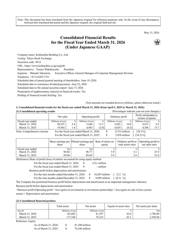 Thumbnail Keihanshin Building Financial Statement fy2026