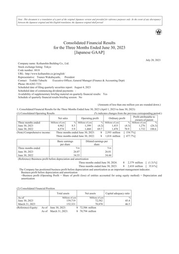 Thumbnail Keihanshin Building Quarterly Report 2023-q1