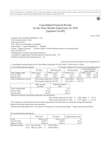 Thumbnail Keihanshin Building Quarterly Report 2024-q1