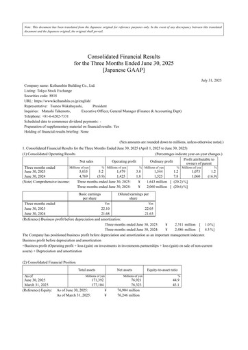 Thumbnail Keihanshin Building Quarterly Report 2025-q1