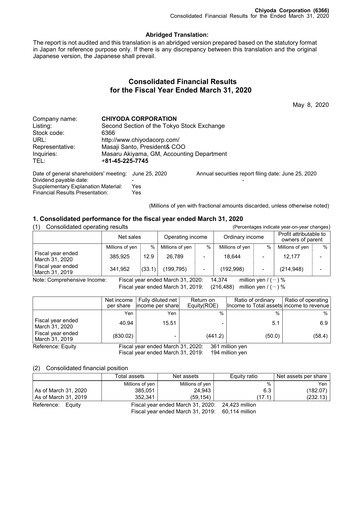 Thumbnail Chiyoda Corporation Financial Statement fy2019
