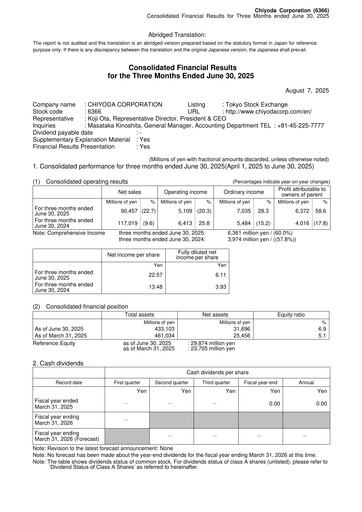 Thumbnail Chiyoda Corporation Quarterly Report 2025-q1