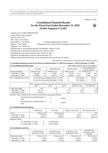 Vorschaubild Itoki Corporation Finanzmitteilung 2025