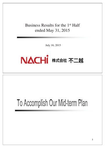 Vorschaubild Nachi-Fujikoshi Halbjahresbericht 2015-h1