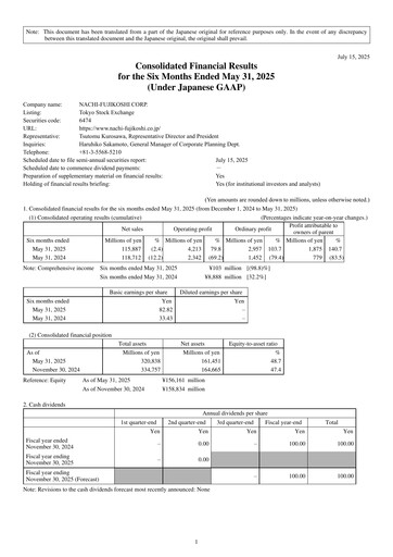 Thumbnail Nachi-Fujikoshi Half-year Report 2025-h1