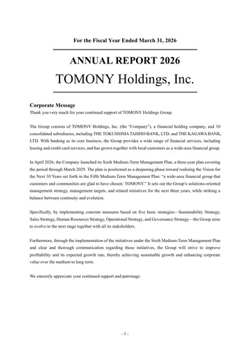 Thumbnail TOMONY Holdings Annual Report 2026
