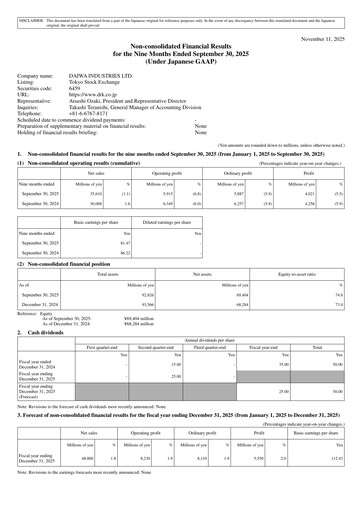 Miniature Daiwa Industries Rapport trimestriel 2025-q3