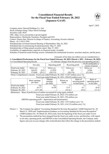 Thumbnail Onward Holdings Co., Ltd. Financial Report 2021-2022